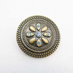 Zierniete "Blue Flower 20" Altmessing - Blau