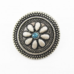 Zierniete "Blue Flower 20" Altnickel - Blau