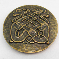 Riesen-Zierniete "keltische Hunde" Altmessing