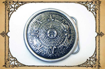 Buckle "Aztekenkalender" Nickel / Schwarz