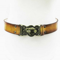 Gürtel 4,5 cm mit Hakenverschluss, Gelbbraun 