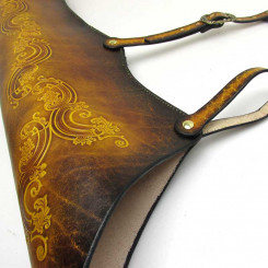 Runder Seitenköcher mit Boden, Antike Welle, Gelbbraun 