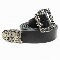 Knotengürtel 3,5cm "floral" schwarz 100 cm 