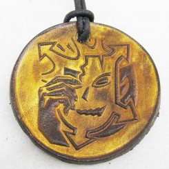 Lederanhänger "Lager des ewigen Wandels" Gelbbraun 