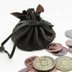 Lederbeutel, Braun, L 