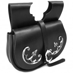 Nierentasche XL  Lilien-Beschlag Schwarz 