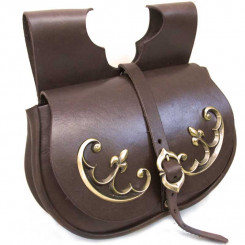 Nierentasche XL  Lilien-Beschlag Braun 