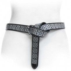 Prunkgürtel 3 cm "Lilie" schwarz-silber 