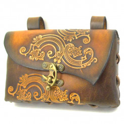 Gürteltasche "Tina groß", Antike Welle, Gelbbraun 