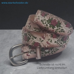 Ledergürtel 4cm "Floral" weiß-rose 