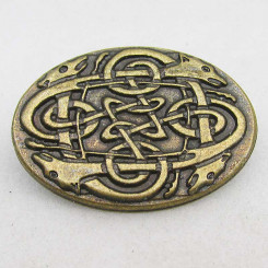 Zierniete "Hundeamulett Oval" Altmessing