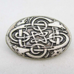 Zierniete "Hundeamulett Oval" Altsilber