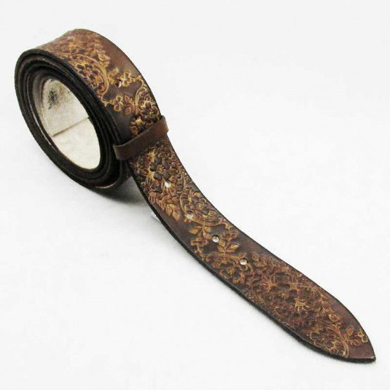 Wechselgürtel 4 cm "floral gelbbraun-braun" 110cm / 95cm  +5,-EUR