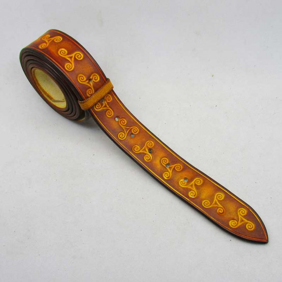 Wechselgürtel 4 cm "Triskelen" Gelbbraun 
