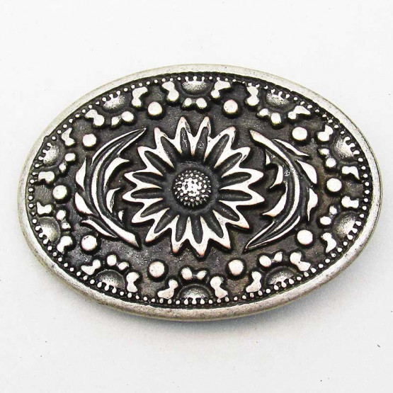 Buckle "Blume" Altsilber