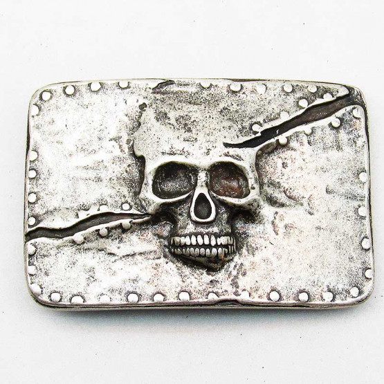 Buckle "Skull" Altsilber