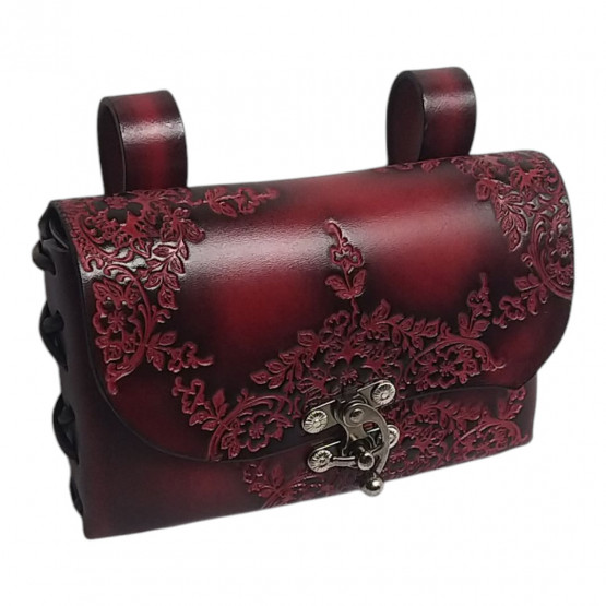 Gürteltasche "Tina groß", floral, rot 