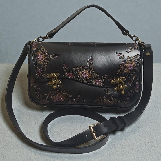 Handtasche Marianne schwarz Floral metallic 