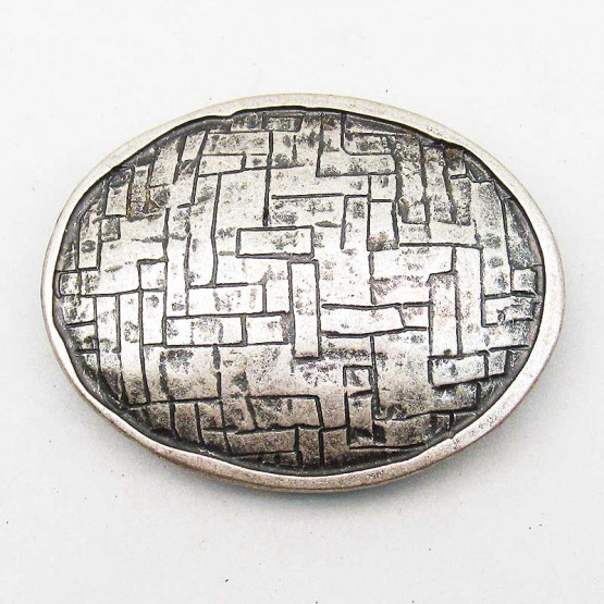 Buckle "Oval Bricks" Altsilber
